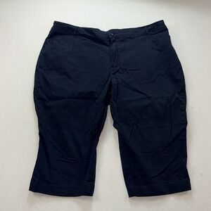 St John Bay Capri Pants‎ Women 22W Blue Excellent Mid Rise Cotton Stretch Solid